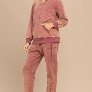 Fournisseur d'usine de sweats à capuche vintage délavés à l'acide de haute qualité sur mesure, sweats à capuche délavés à l'acide zippés intégralement, style streetwear décontracté, pour femmes - Product Image 2