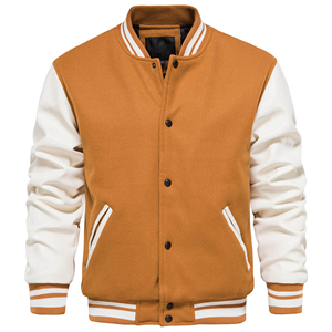 Custom Logo Oversized Breathable Winter Hooded Leather 100% Wool Men Versity Jackets <b>Stand</b> Collar Lightweight 2026 New Style - Product Image 1