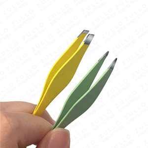 2PCS Double Ended Stainless Steel Eyebrow Tweezers Set Slant <b>Point</b> Tip Yellow Green Beauty Grooming <b>Tools</b> OEM - Product Image 6