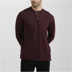 T-shirt Henley pour homme de qualité supérieure, coupe ajustée, décontracté, en jersey de coton respirant, grande taille, séchage rapide, manches longues, motif uni - Product Image 1