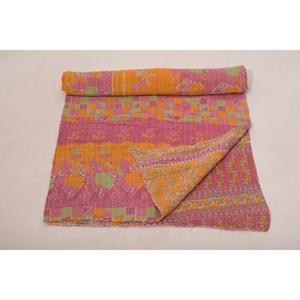 Vintage Printed Cotton Kantha <b>Quilt</b> Indian <b>Handmade</b> Reversible Gudri Throw Bedcover for Home Decor - Product Image 5
