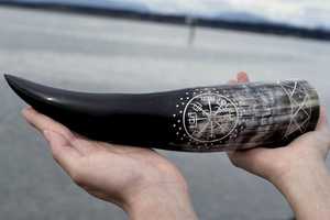 Cuerno de búfalo tallado de lujo para beber, con logotipo personalizado, estilo náutico, recuerdo ecológico - Product Image 2