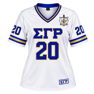 Maillot de football grec Sigma Gamma Rho pour femmes, personnalisé, respirant, pour sororité, uniforme sportif d'équipe, tenue personnalisée - Product Image 1