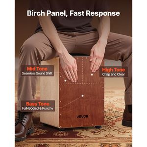 Cajon en bois de bouleau avec sac de transport, instrument de percussion avec cordes pour le voyage - Product Image 2