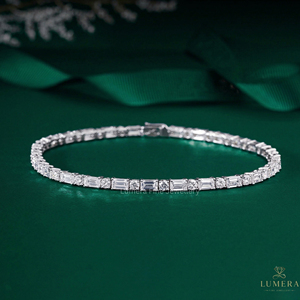 Pulsera de tenis de lujo chapada en oro blanco de alta calidad con diamantes cultivados en laboratorio, corte brillante redondo, certificada por IGI, para mujer - Product Image 1