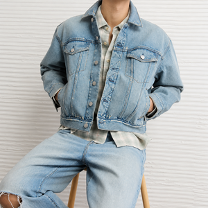 Veste en jean pour homme personnalisée, style streetwear printemps-automne avec décoration boutonnée, décontractée et élégante - Product Image 6