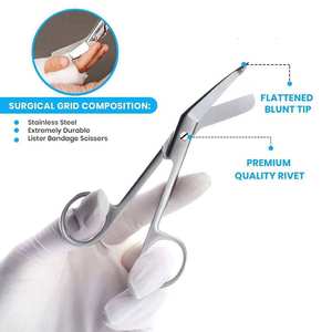 Tijeras para Vendajes Médicas Premium Lister, Herramienta de Corte de Vendajes de Acero Inoxidable, Tijeras Quirúrgicas Manuales Reutilizables para Hospital - Product Image 6