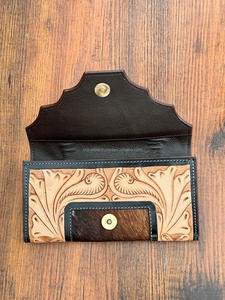 กระเป๋าคลัทช์หนังวัวสำหรับผู้หญิง, กระเป๋าใส่โทรศัพท์กระเป๋าตังค์ขนสัตว์หนังวัวมีสไตล์มาใหม่ - Product Image 5