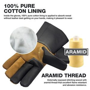 Premium Quality Goat Grain & Cowhide Split Leather TIG Welding Gloves Unlined <b>Fire</b>-Resistant Heat-Safe Work Safety Gloves - Product Image 6