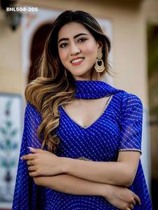 Lehenga Choli Dupatta de qualité supérieure, élégant, en georgette douce avec dentelle Zari et Cording, imprimé Leheriya, fournisseur indien - Product Image 2