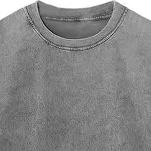 T-shirts amples et surdimensionnés pour hommes en coton 100% délavé à l'acide, avec logo personnalisé, en tissu tricoté respirant - Product Image 4