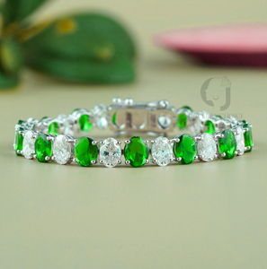 IGI Certified 8.92CT Oval Cut Lab Grown Diamond <b>Bracelet</b> 14K White Gold VVS Clarity G Color Luxury Tennis Jewelry <b>Silver</b> Tone - Product Image 5
