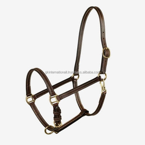 Licou de cheval en cuir italien noir ou marron de qualité supérieure, licou de manman pour la course de chevaux, licou en cuir à double couture - Product Image 1