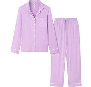 Ensemble de pyjama personnalisé en satin pour femme, style élégant, prix raisonnable, avec logo frontal, 2 pièces, polyester/coton, col roulé élastique - Product Image 6