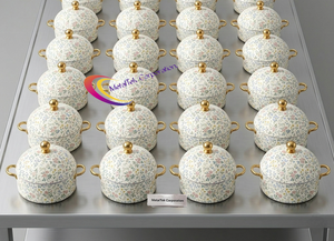 Plat de service isotherme de luxe en acier inoxydable à double paroi, motif floral Meena, pour maintenir les aliments au chaud - Product Image 6