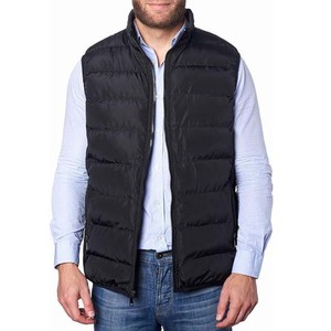 Gilet d'hiver pour homme de qualité supérieure, personnalisé, épais, col montant, imperméable, sans manches, couleur noire - Product Image 2