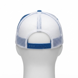 Men's <b>White</b> Blue Trucker Cap Custom Embroidered Logo Mesh Back Baseball <b>Hat</b> Adjustable Two Tone Streetwear - Product Image 4