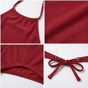 North Approach Ensemble de maillot de bain tankini rouge pour femme avec bas de maillot à nouer sur le côté, couleur unie, bikini extensible deux pièces - Product Image 4