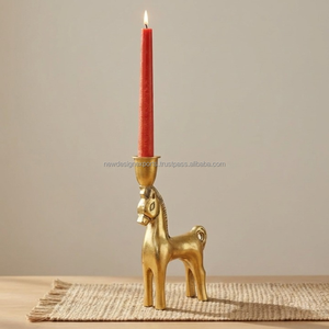 Private Label Equestrian <b>Taper</b> Holder – Polished Aluminum Gold Stallion Decor - Product Image 1