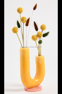 แจกันทำมือ2025สำหรับตกแต่งบ้านแจกันทำจากเรซินกระถางดอกไม้ลายหมุนลายน้ำหินอ่อน - Product Image 5