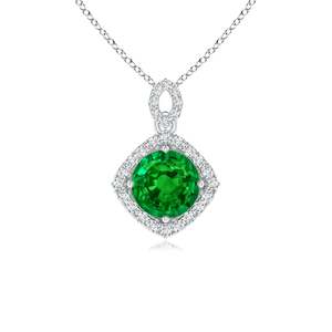 14K <b>Solid</b> <b>Gold</b> Natural Round Emerald Vintage Inspired <b>Pendant</b> With Diamond Halo Fine Jewellery May Birthstone Gift For Her 2026 - Product Image 1