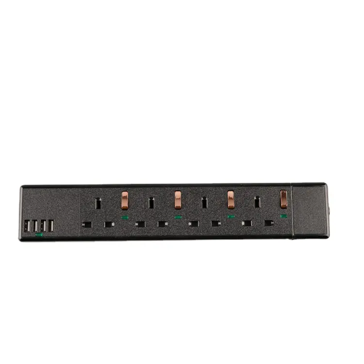 WK 13A 4-Way Extension Power Socket with 2 USB Charger Individually Switched Surge Protection with Neon