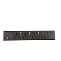 WK 13A Soket Daya Ekstensi 4 Arah dengan 2 Pengisi Daya USB Perlindungan Lonjakan Daya Terpisah dengan Neon