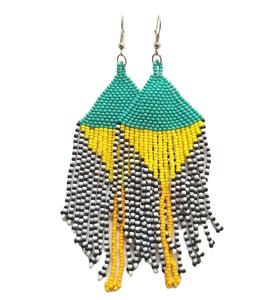 Pendientes Hechos a Mano con Cuentas de Colores Rosa y Azul de la Mejor Calidad, Bordados con Cuentas, para Bodas, de la India - Product Image 2