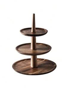 Soporte de madera profesional para pasteles con bandeja redonda elevada para exhibir cupcakes y presentar repostería - Product Image 6