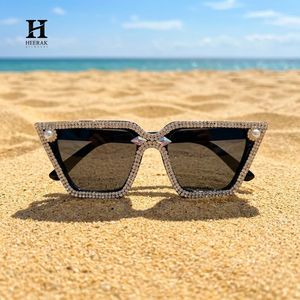 Luxury Full Rhinestone <b>Square</b> <b>Sunglasses</b> Women Pearl Diamond Embellished Black <b>Frame</b> Designer Shades - Product Image 2
