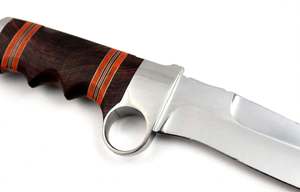 Outil utilitaire robuste à lame fixe avec manche en bois dur foncé et acier au carbone fixe - Product Image 4