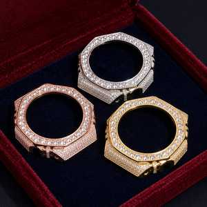 Bague de montre entièrement sertie de diamants Moissanite pour GA2100, bijoux Hip Hop pour hommes et femmes, ton or rose et argent - Product Image 2