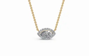 Pour Votre Regard : Pendentif Halo Marquise en Diamant de Laboratoire de 0,970 Carat, 19 Pièces, Or Jaune, Rose ou Blanc 9K, 14K, 18K, Bijoux de Luxe - Product Image 2