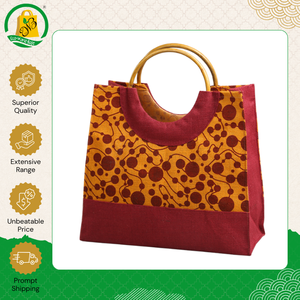 Sac de shopping en toile de jute de taille moyenne, imprimé à pois, personnalisé, écologique, de qualité supérieure, nouveau style, avec poignée à cordon - Product Image 3