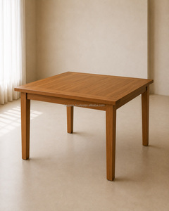 Ensemble de table à manger en bois moderne avec 4 chaises en rotin synthétique tressé, design minimaliste, meubles durables pour le salon - Product Image 2