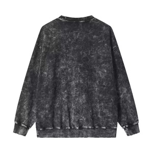 Oversized Crew Neck <b>Sweatshirt</b> <b>Tie</b> <b>Dye</b> Washed Knitted Pullover Regular Sleeve Men Autumn Solid Color Fit - Product Image 2
