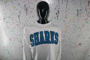 Sudadera SHARKS WHITE con Cuello Alto, 100% Color Verde Azulado, Apliques Bordados, Cuello Ancho, Hilos Finos - Product Image 5
