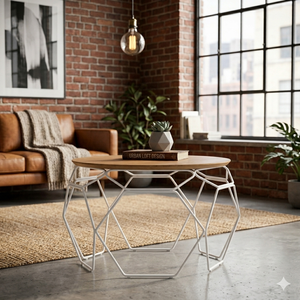 High-end round <b>coffee</b> <b>table</b> with a sleek metal base and white finish, designed for home and <b>small</b>-space use. - Product Image 1