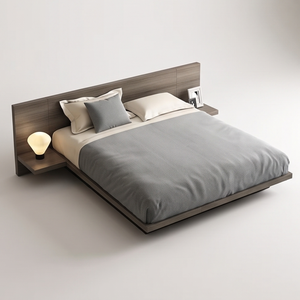 Wodee Minimalist <b>Platform</b> <b>Bed</b> <b>Frame</b> King Size Solid Wood With Lighted Headboard Modern Bedroom Furniture - Product Image 4
