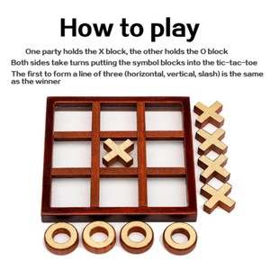 Jeu de Tic Tac Toe en bois de luxe, jeu de société classique Noughts and Crosses, décoration de table, ensemble de jeu pour la maison, le bureau, la table basse, cadeau - Product Image 4