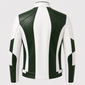 Veste en cuir de crocodile pour homme, style tendance, deux couleurs, veste en cuir de motard personnalisée pour homme, veste en cuir matelassée - Product Image 4