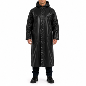 Impermeable Personalizado con Logotipo para Hombre, Chaqueta de Lluvia Larga con Capucha, Ropa de Trabajo Industrial, Color Sólido, Impermeable Resistente para Hombre - Product Image 1
