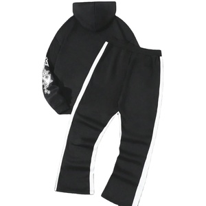 เสื้อสเวตเชิ้ตโอเวอร์ไซส์พิมพ์ลายตัวอักษรและกางเกงขายาวทรงตรงฮิปฮอปยูนิเซ็กส์และชุดสองชิ้นสำหรับทุกเพศ - Product Image 2