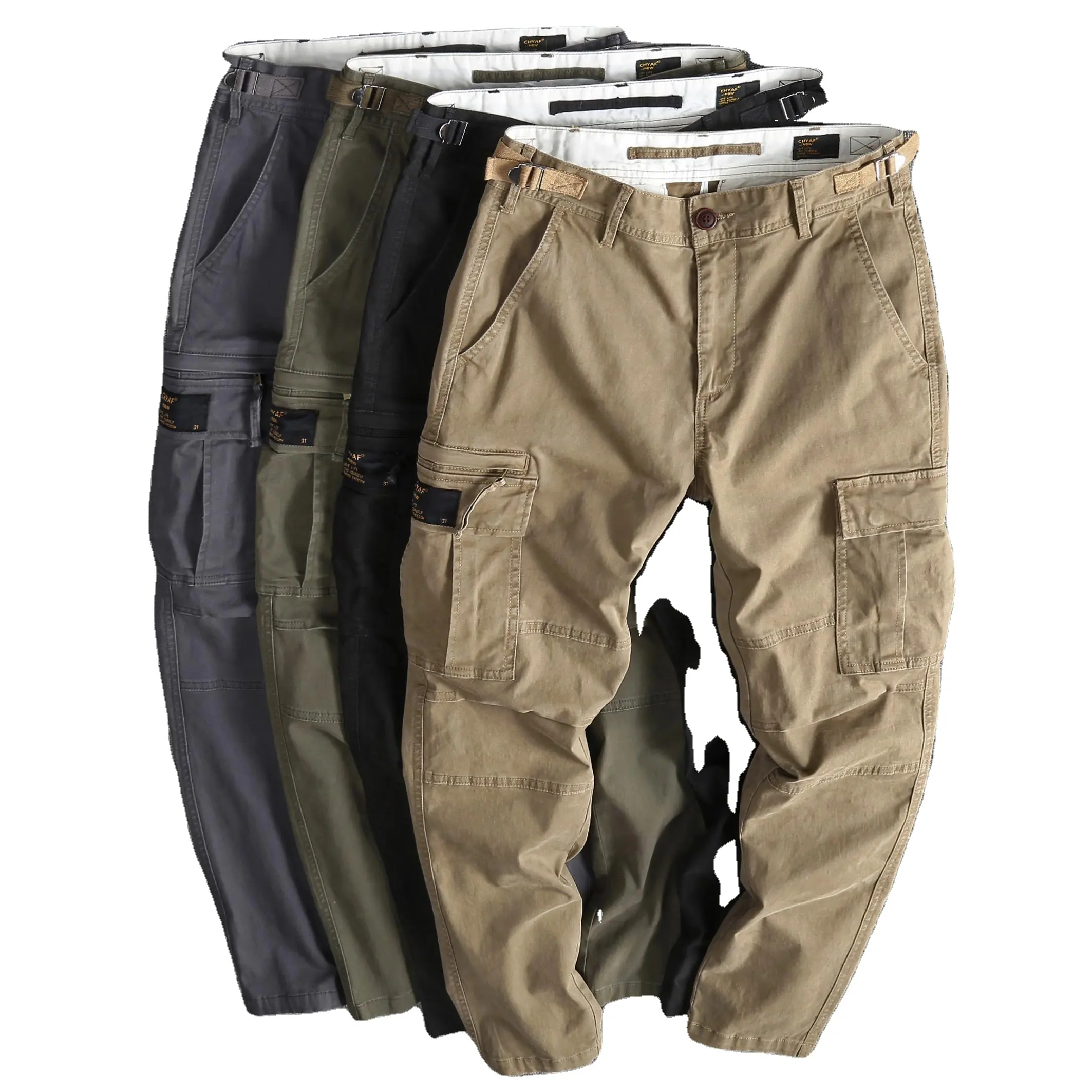 Free sample New Fashion Men Multi-pocket Hip Hop Pants Trousers Streetwear Sweatpants Male Casual Cargo Joggers Pants Men
