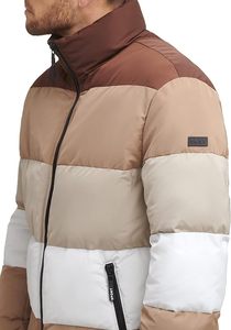 Blouson matelassé pour homme à blocs de couleur, col montant, coupe-vent, rembourrage en polyester, hiver, décontracté, coupe régulière, fermeture éclair - Product Image 4