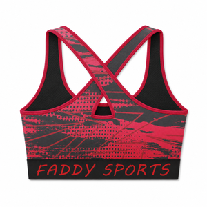 Custom Red Black Charcoal Grey Abstract Print Racerback Sports <b>Bra</b> High Support Women Gym Fitness Training Activewear Gym <b>Bra</b> - Product Image 5
