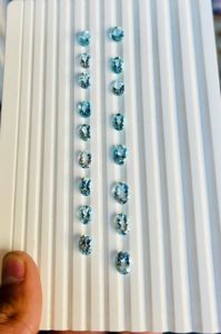 Aguamarina Natural Azul Cielo Paraíba, Corte Ovalado Facetado, 5-8 mm, Iridiscente, Tamaño Calibrado, Certificada por Terceros para Joyería - Product Image 5