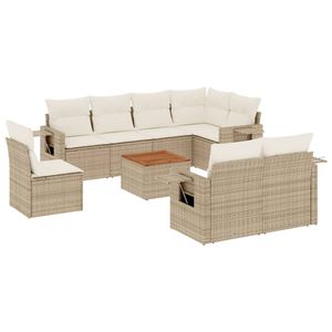 Conjunto de Sofás Modulares Grandes de Ratán Sintético Beige para Jardín, Muebles de Jardín Modulares Cómodos - Product Image 2