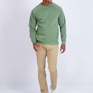 Men's Crew Neck Raglan Sleeve Pullover Sweatshirt Solid Color Casual Knitted Cotton Regular Fit Autumn Wear - Product Image 2