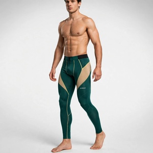 Leggings de compression personnalisés pour hommes, nylon et élasthanne, respirants, longueur intégrale, pour le fitness - Product Image 3